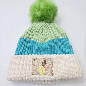 DisneyParks x Love Your Melon Princess Tiana Detachable Pom Beanie Kids Size NWT